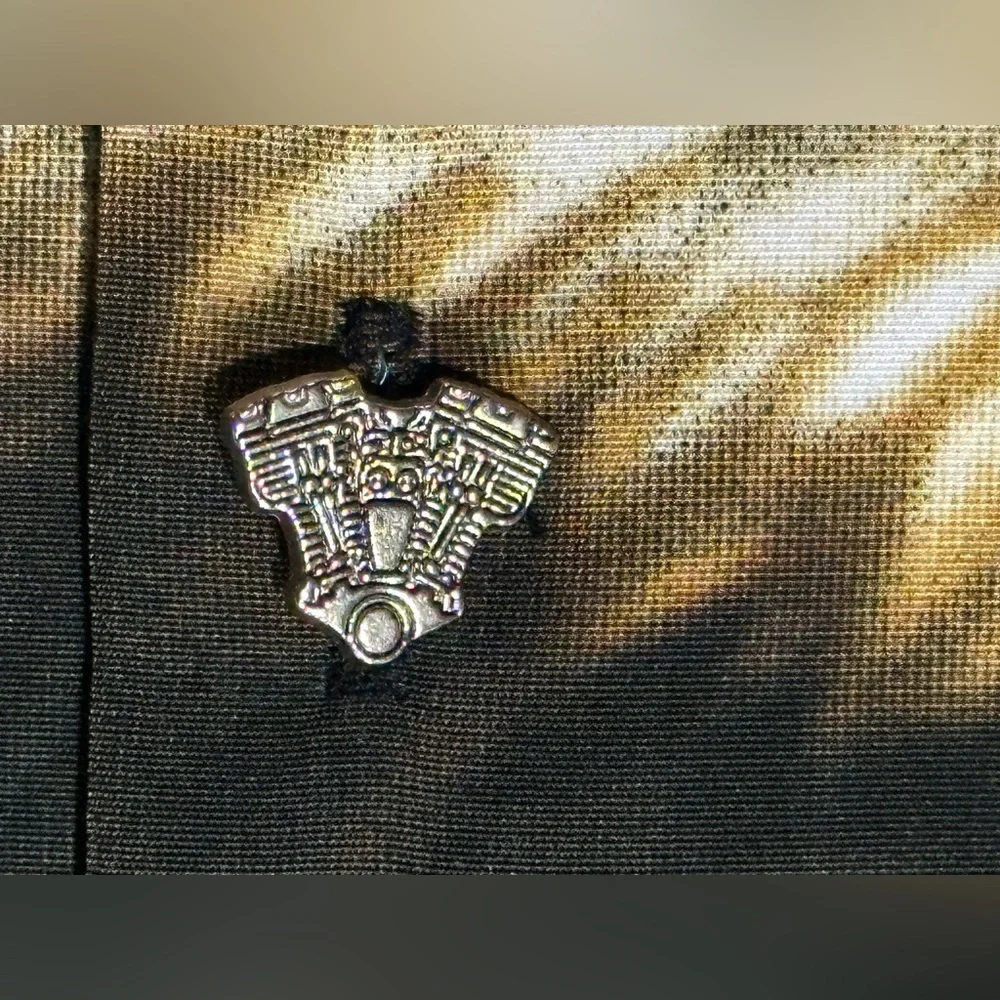 Y2K Dragonfly Eagle, Biker, Motorcycle, and American Flag Button Up Shirt - Picture 7 of 9